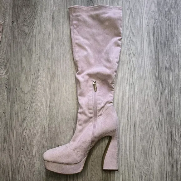 Jessica Simpson Daniyah Platform Boots Size 9 Purple Retro 70s Tall Disco Heels