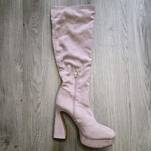 Jessica Simpson Daniyah Platform Boots Size 9 Purple Retro 70s Tall Disco Heels