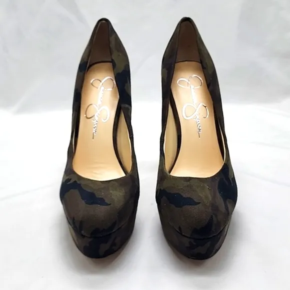 JESSICA SIMPSON NELLAH COMBO ROUND TOE HIGH PLATFORM BLOCK PUMPS LADIES 5.5 NWOB