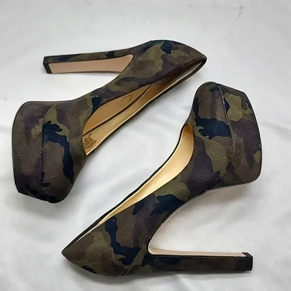 JESSICA SIMPSON NELLAH COMBO ROUND TOE HIGH PLATFORM BLOCK PUMPS LADIES 5.5 NWOB