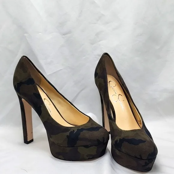 JESSICA SIMPSON NELLAH COMBO ROUND TOE HIGH PLATFORM BLOCK PUMPS LADIES 5.5 NWOB