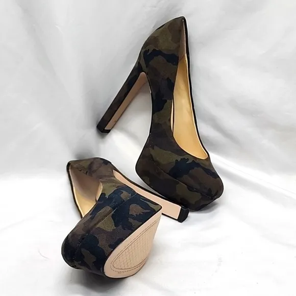 JESSICA SIMPSON NELLAH COMBO ROUND TOE HIGH PLATFORM BLOCK PUMPS LADIES 5.5 NWOB