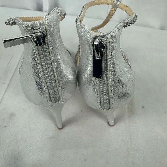 Jessica Simpson Silver &amp; Black Rhinestone Strappy Heels 9M/40
