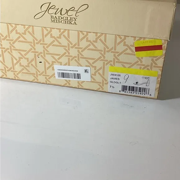 Jewel Badgley MISCHKA Gold Glitter Block Heel Sandals floor sample