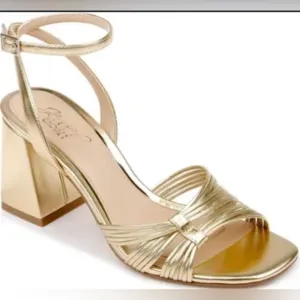 Jewel Badgley Mischka Michelle ankle strap sandals gold