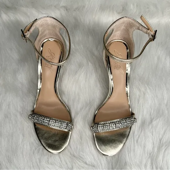 Jewel Badgley Mischka Randy Gold Metallic Dress Heels Size 7