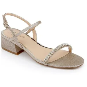 Jewel Badgley Mischka Womens AALIYAH Gold Glitter Ankle Strap Shoes New