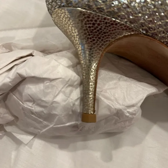 Jimmy Choo 2471SABEL Glitter fabric Wedding 2 inch heal Pumps Champagne Size 38