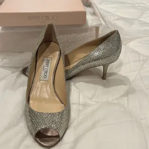 Jimmy Choo 2471SABEL Glitter fabric Wedding 2 inch heal Pumps Champagne Size 38
