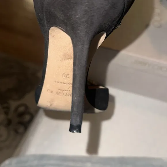 Jimmy Choo Black Crystal Strap Heels