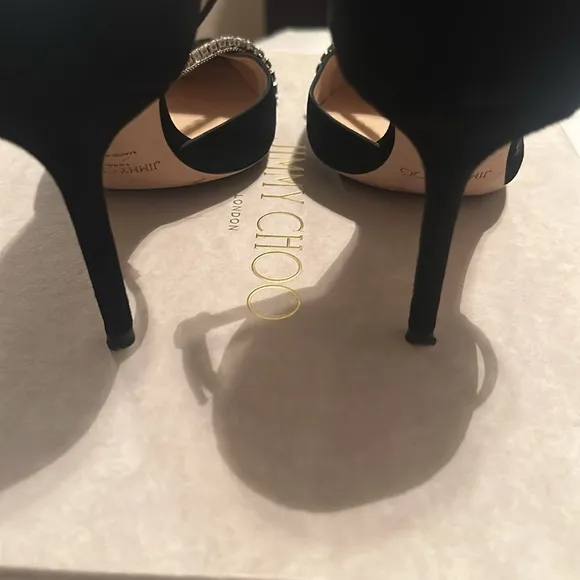 Jimmy Choo Black Crystal Strap Heels