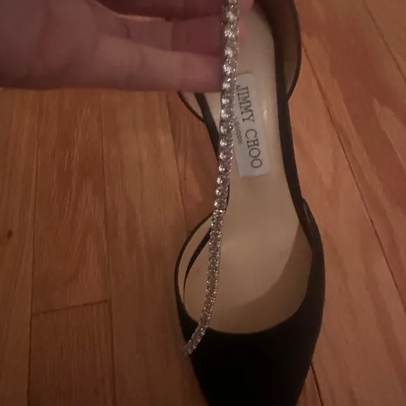 Jimmy Choo Black Crystal Strap Heels