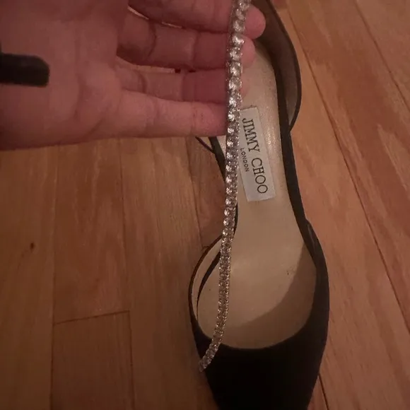 Jimmy Choo Black Crystal Strap Heels