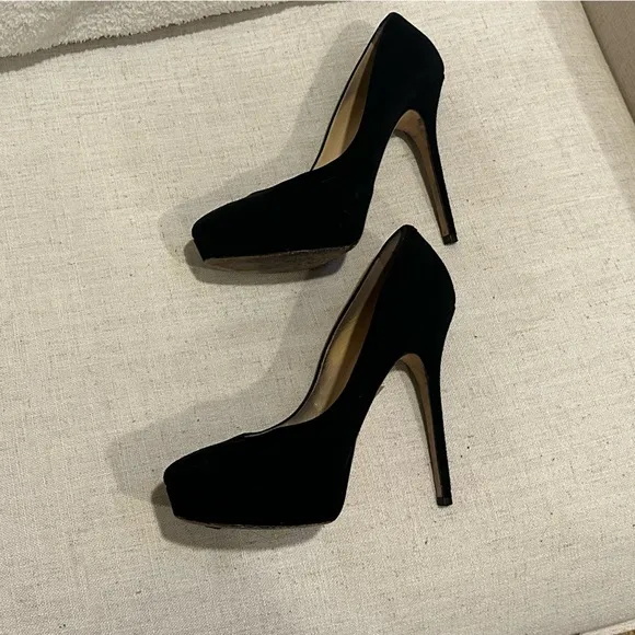 Jimmy Choo black suede platform pumps 39.5