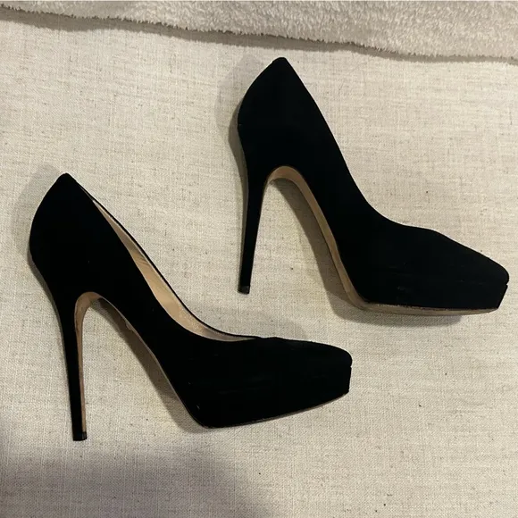 Jimmy Choo black suede platform pumps 39.5