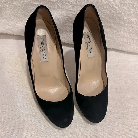Jimmy Choo black suede platform pumps 39.5