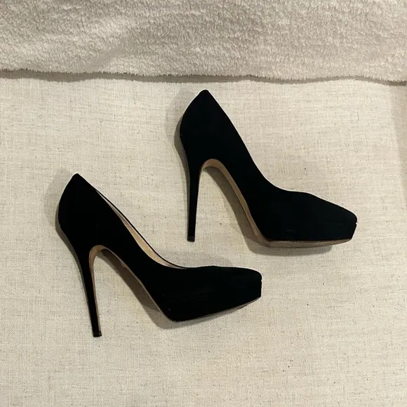 Jimmy Choo black suede platform pumps 39.5