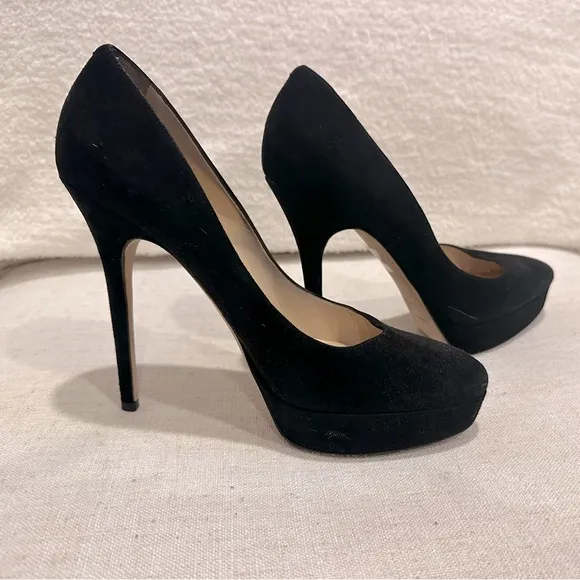 Jimmy Choo black suede platform pumps 39.5