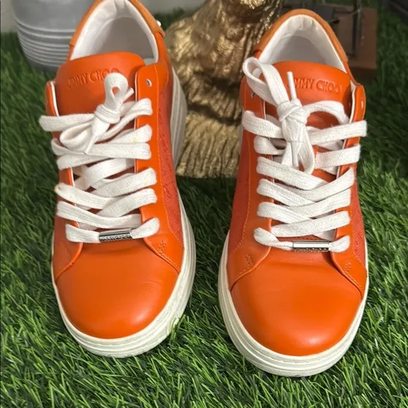 Jimmy Choo Collegiate Orange Sneakers