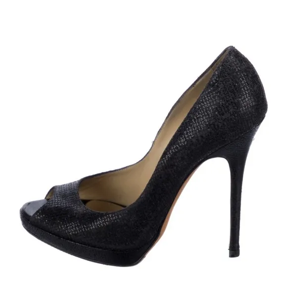 Jimmy Choo Elegant Black Peep-Toe Stilettos