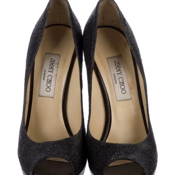 Jimmy Choo Elegant Black Peep-Toe Stilettos