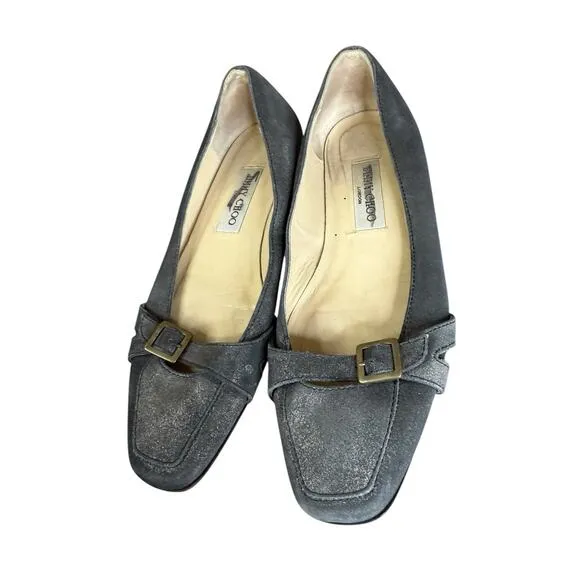 Jimmy Choo Gold Brushed Ballet Flats with Box and Dust bag Size 8.5