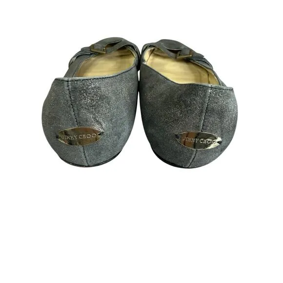 Jimmy Choo Gold Brushed Ballet Flats with Box and Dust bag Size 8.5