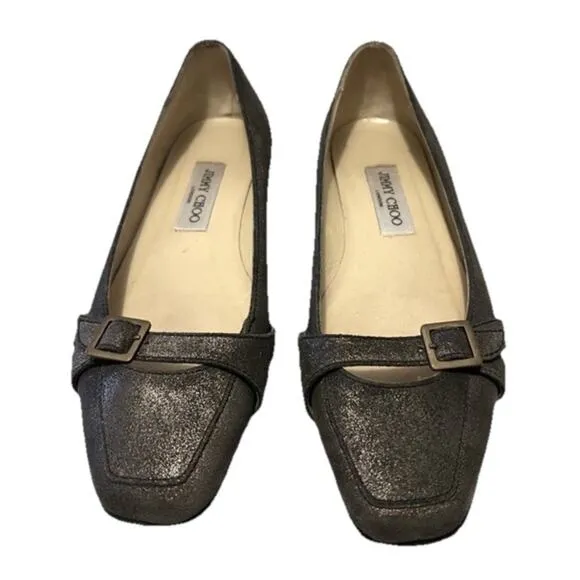 Jimmy Choo Gold Brushed Ballet Flats with Box and Dust bag Size 8.5