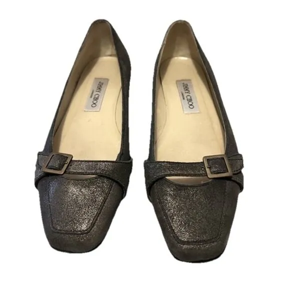 Jimmy Choo Gold Brushed Ballet Flats with Box and Dust bag Size 8.5