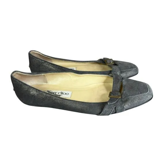 Jimmy Choo Gold Brushed Ballet Flats with Box and Dust bag Size 8.5