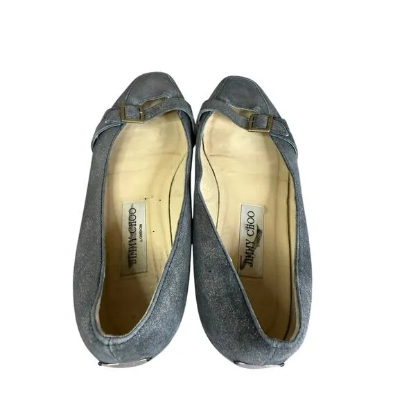 Jimmy Choo Gold Brushed Ballet Flats with Box and Dust bag Size 8.5