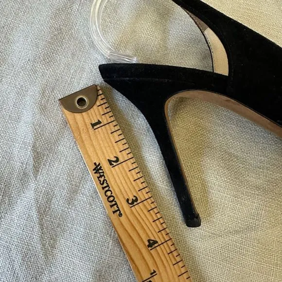 JIMMY CHOO LONDON Black Suede Nova Slingback Sandals Peep Toe