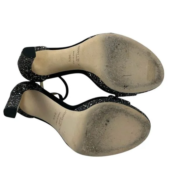 Jimmy Choo Misty Glitter Twilight Black Heels 36.5