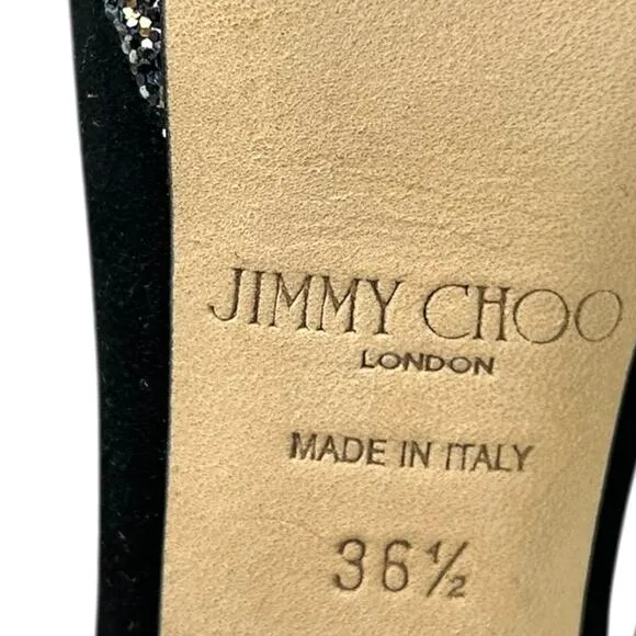 Jimmy Choo Misty Glitter Twilight Black Heels 36.5