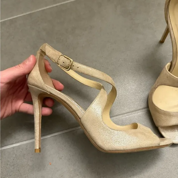Jimmy Choo Nude Suede Strappy Sandals 39.5