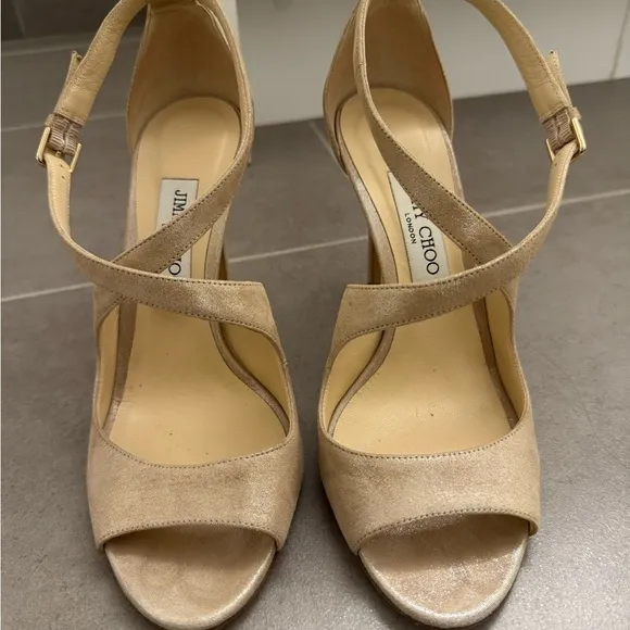 Jimmy Choo Nude Suede Strappy Sandals 39.5