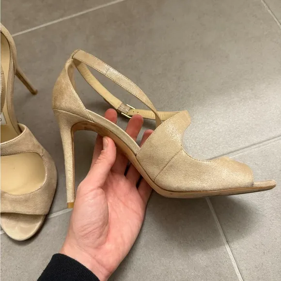 Jimmy Choo Nude Suede Strappy Sandals 39.5