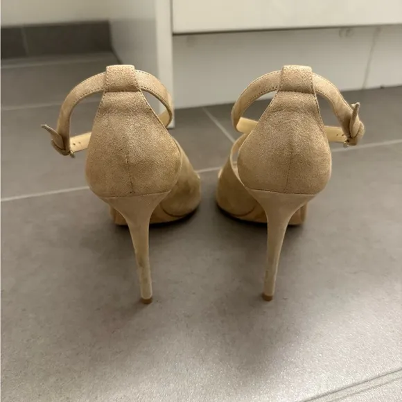 Jimmy Choo Nude Suede Strappy Sandals 39.5