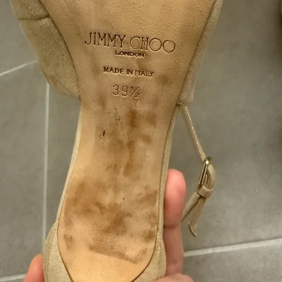 Jimmy Choo Nude Suede Strappy Sandals 39.5