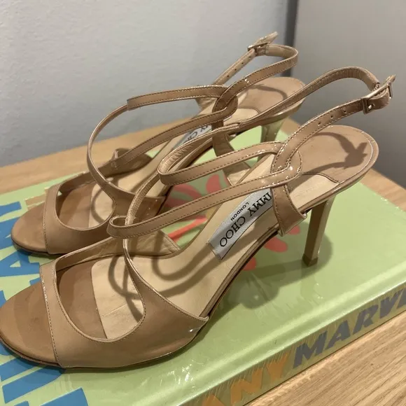 Jimmy Choo Paxton Nude Patent Leather Heel
