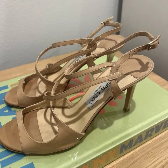 Jimmy Choo Paxton Nude Patent Leather Heel