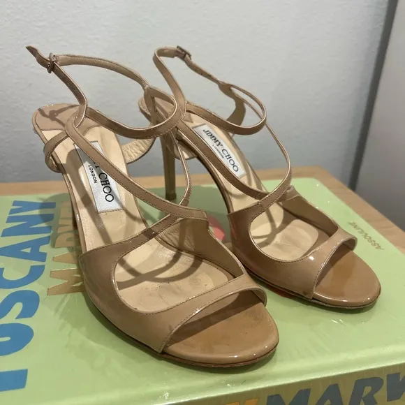 Jimmy Choo Paxton Nude Patent Leather Heel
