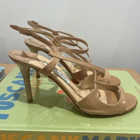 Jimmy Choo Paxton Nude Patent Leather Heel