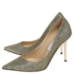 Jimmy Choo Romy Lame Glitter Gold Pumps