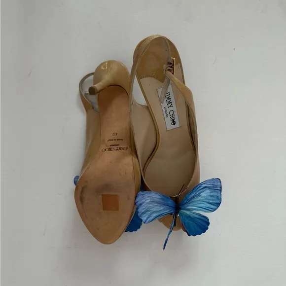 Jimmy Choo sandals shoes butterfly orchid size 9.5-10 US 40 Y2K Carrie Bradshaw