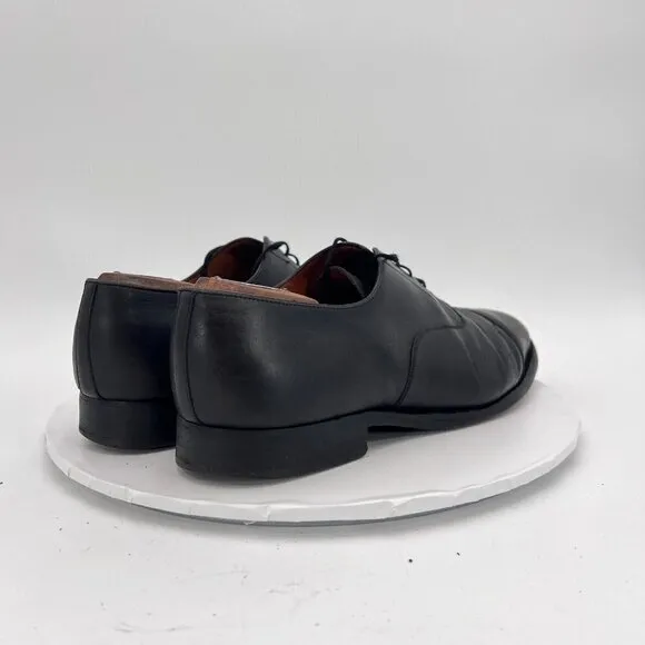 J.M. Weston Men Size 9E Black Leather Cap Toe Lace Up Oxford Dress Shoes