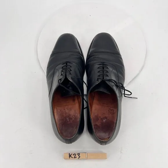 J.M. Weston Men Size 9E Black Leather Cap Toe Lace Up Oxford Dress Shoes