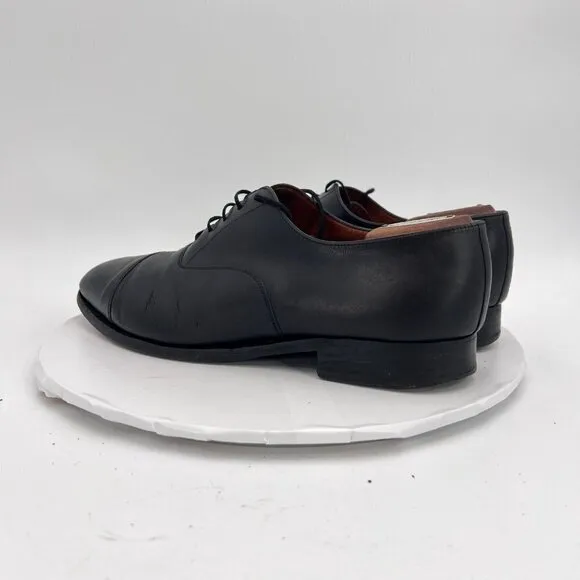 J.M. Weston Men Size 9E Black Leather Cap Toe Lace Up Oxford Dress Shoes