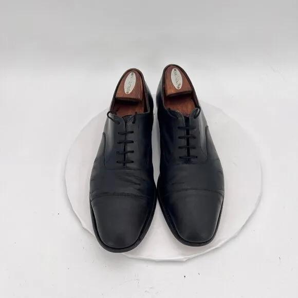 J.M. Weston Men Size 9E Black Leather Cap Toe Lace Up Oxford Dress Shoes