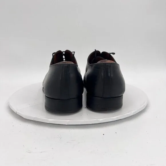 J.M. Weston Men Size 9E Black Leather Cap Toe Lace Up Oxford Dress Shoes